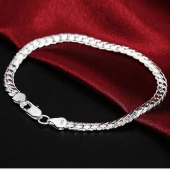 New 925 Sterling Silver Flat Snake Chain Bracelet 7.8" - Picture 8 of 8